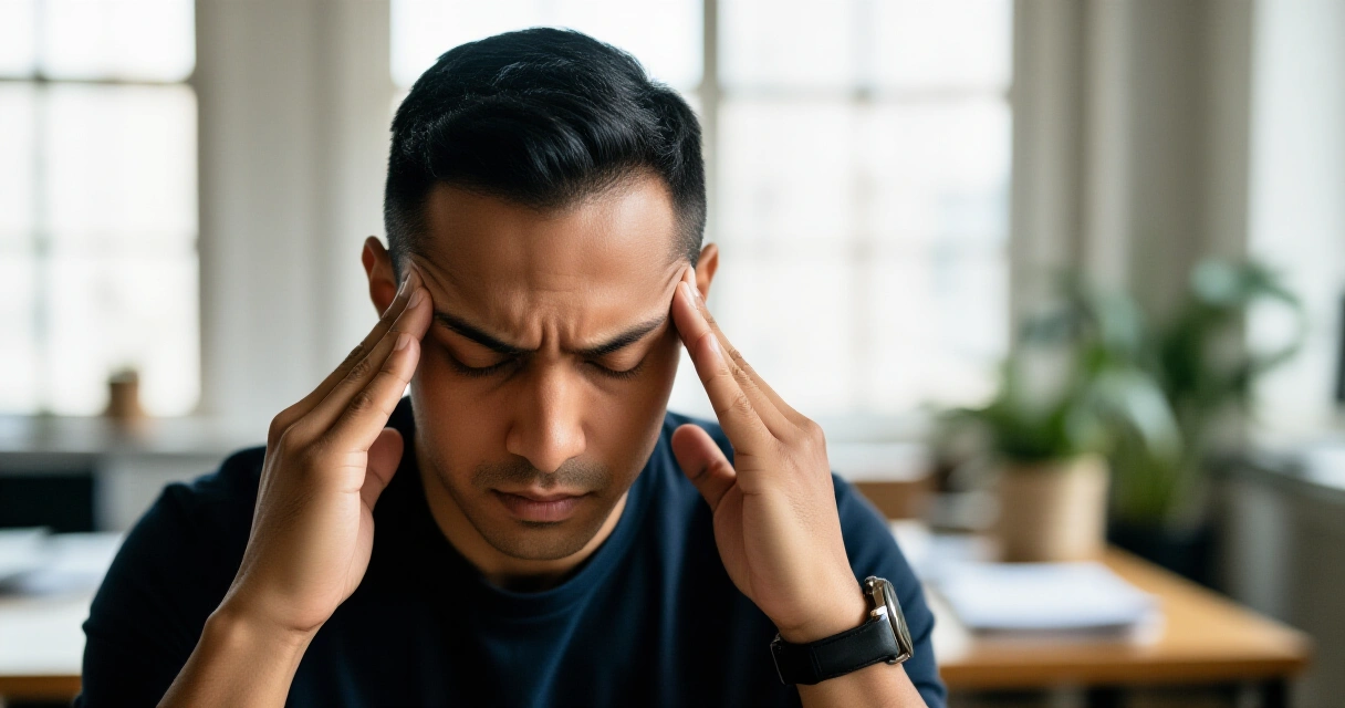 Mies hieroo ohimojaan töissä stressin vuoksi
