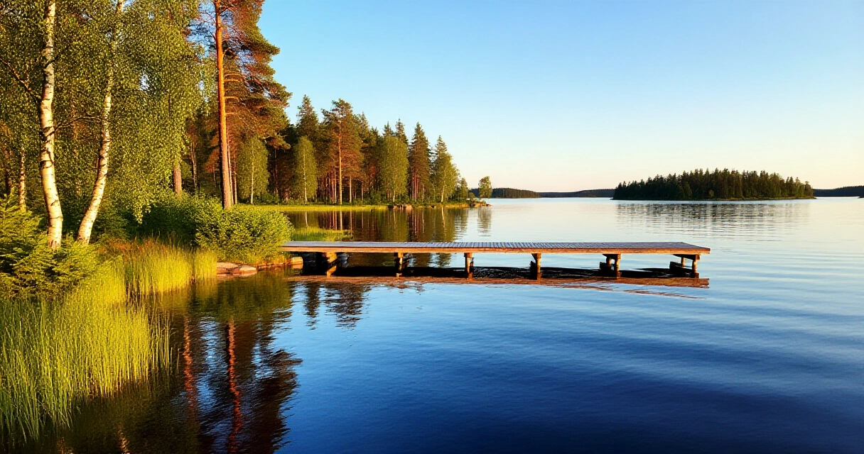 Kesäinen suomalainen järvimaisema aurinkolaskun valossa – lifestyle near me Suomessa