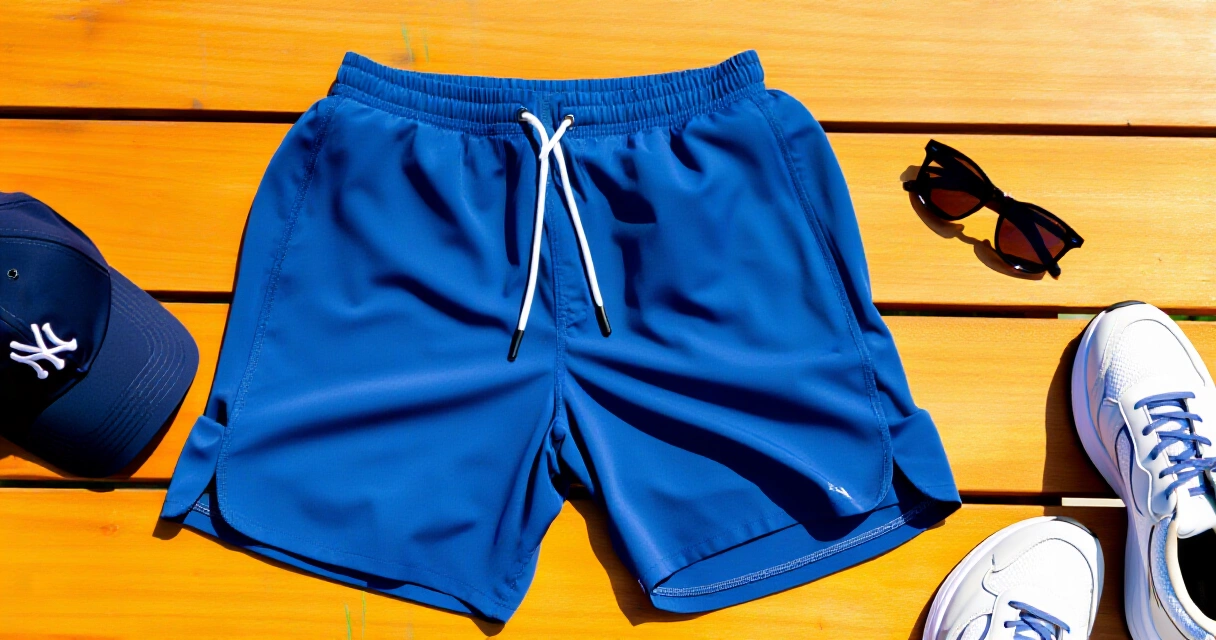Baseball lifestyle shorts ja baseball-lippis aurinkoisessa kesäpäivässä