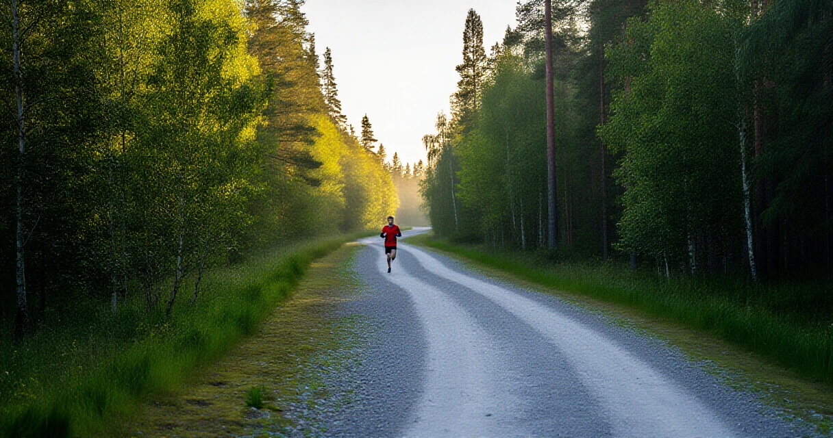 Nainen hölkkää metsäpolulla – juoksu on tehokas luustoliikuntamuoto